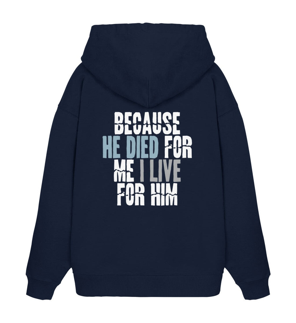 BECAUSE HE DIED STREETWEAR OVERSIZED HOODIE BACKPRINT Slammer Oversize Hoodie 2.0 ST/ST Shirtee Dunkelblau XS 