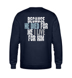 BECAUSE HE DIED STREETWEAR SWEATSHIRT BACKPRINT Roller Sweatshirt ST/ST Shirtee Dunkelblau XS 