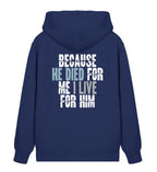 BECAUSE HE DIED STREETWEAR ZIPPER BACKPRINT - Unisex Organic Zipper 2.0 ST/ST Connector Zipper 2.0 ST/ST Shirtee French Navy XS 