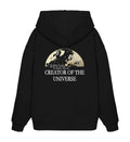 Christlicher Oversized Hoodie CREATOR OF THE UNIVERSE in Schwarz, Rückansicht mit Rückenprint, 100% Bio-Baumwolle