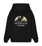 Christlicher Oversized Hoodie CREATOR OF THE UNIVERSE in Schwarz, Rückansicht mit Rückenprint, 100% Bio-Baumwolle