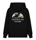 Christlicher Zipper CREATOR OF THE UNIVERSE in Schwarz, Rückansicht mit Rückenprint, 85% Bio-Baumwolle