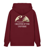 Christlicher Zipper CREATOR OF THE UNIVERSE in Burgund, Rückansicht mit Rückenprint, 85% Bio-Baumwolle