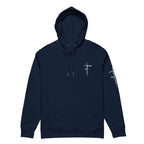 DOUBLE FORGIVEN CROSS HOODIE ARM PRINT NEW CREATION STORE Dunkelblau S 