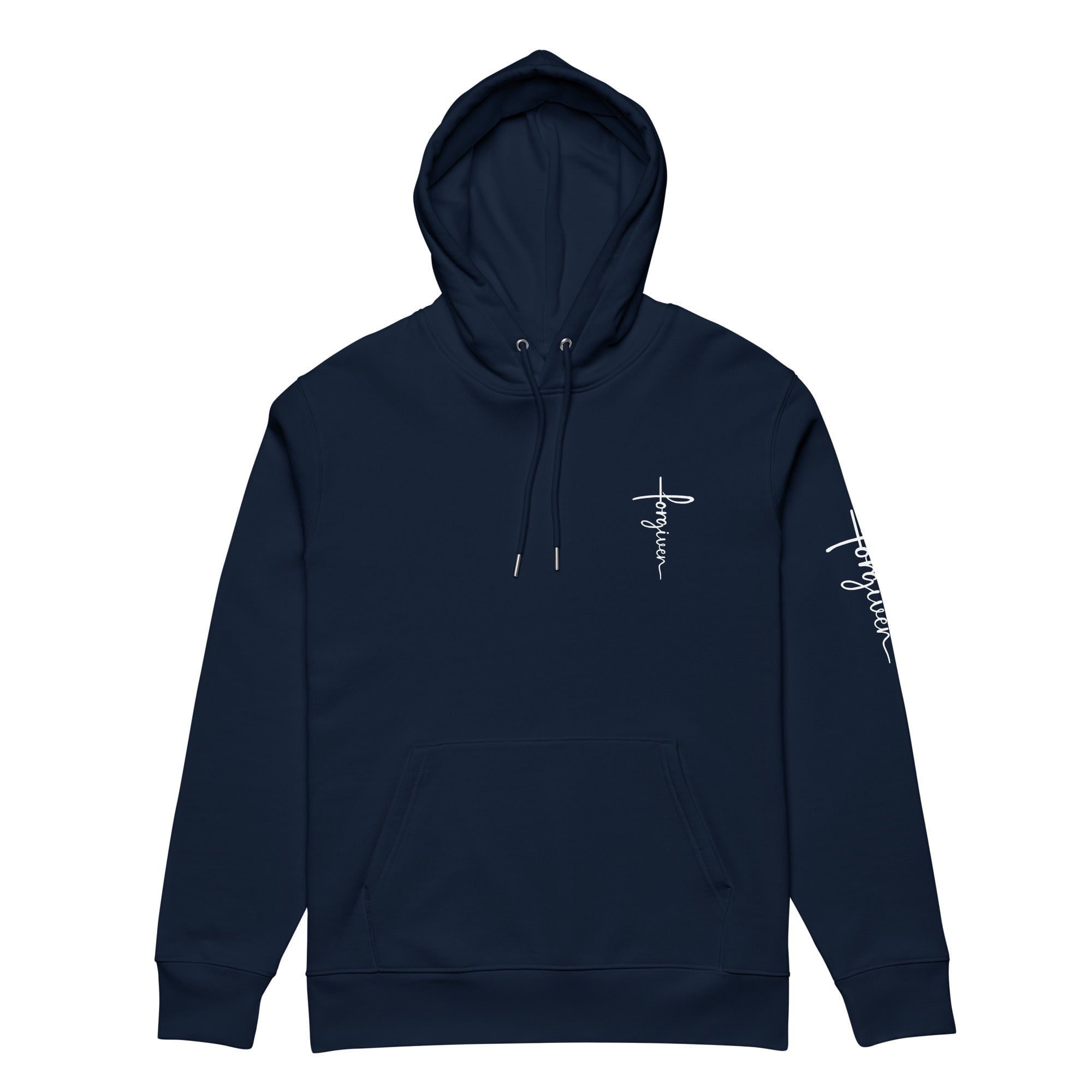 DOUBLE FORGIVEN CROSS HOODIE ARM PRINT NEW CREATION STORE Dunkelblau S 