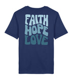 FAITH HOPE LOVE STREETWEAR SHIRT BACKPRINT BLAU Creator T-Shirt 2.0 ST/ST Shirtee Dunkelblau XS 
