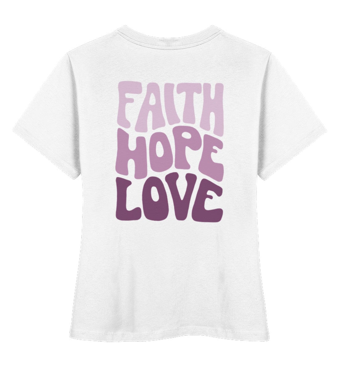 FAITH HOPE LOVE STREETWEAR SHIRT BACKPRINT - Damen Premium Organic Shirt Stella Muser Shirt ST/ST Shirtee White XS 
