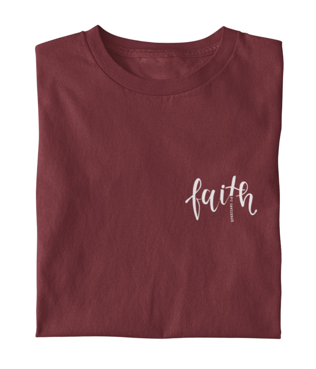 Christliches T-Shirt FAITH in Burgund aus Bio-Baumwolle