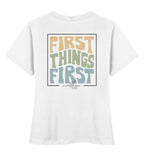 FIRST THINGS FIRST STREETWEAR FRAUEN SHIRT BACKPRINT Stella Muser Shirt ST/ST Shirtee Weiß XS 