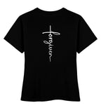 FORGIVEN CROSS FRAUEN SHIRT BACKPRINT - Damen Premium Organic Shirt Stella Muser Shirt ST/ST Shirtee Black XS 