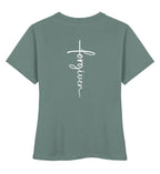 FORGIVEN CROSS FRAUEN SHIRT BACKPRINT - Damen Premium Organic Shirt Stella Muser Shirt ST/ST Shirtee Green Bay XS 