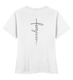 FORGIVEN CROSS FRAUEN SHIRT BACKPRINT Stella Muser Shirt ST/ST Shirtee Weiß XS 