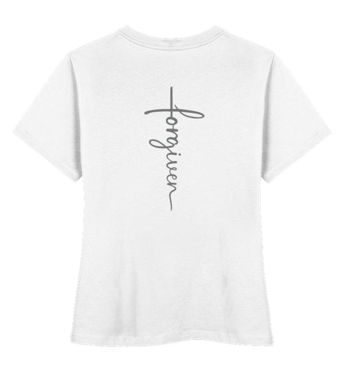 FORGIVEN CROSS FRAUEN SHIRT BACKPRINT Stella Muser Shirt ST/ST Shirtee Weiß XS 