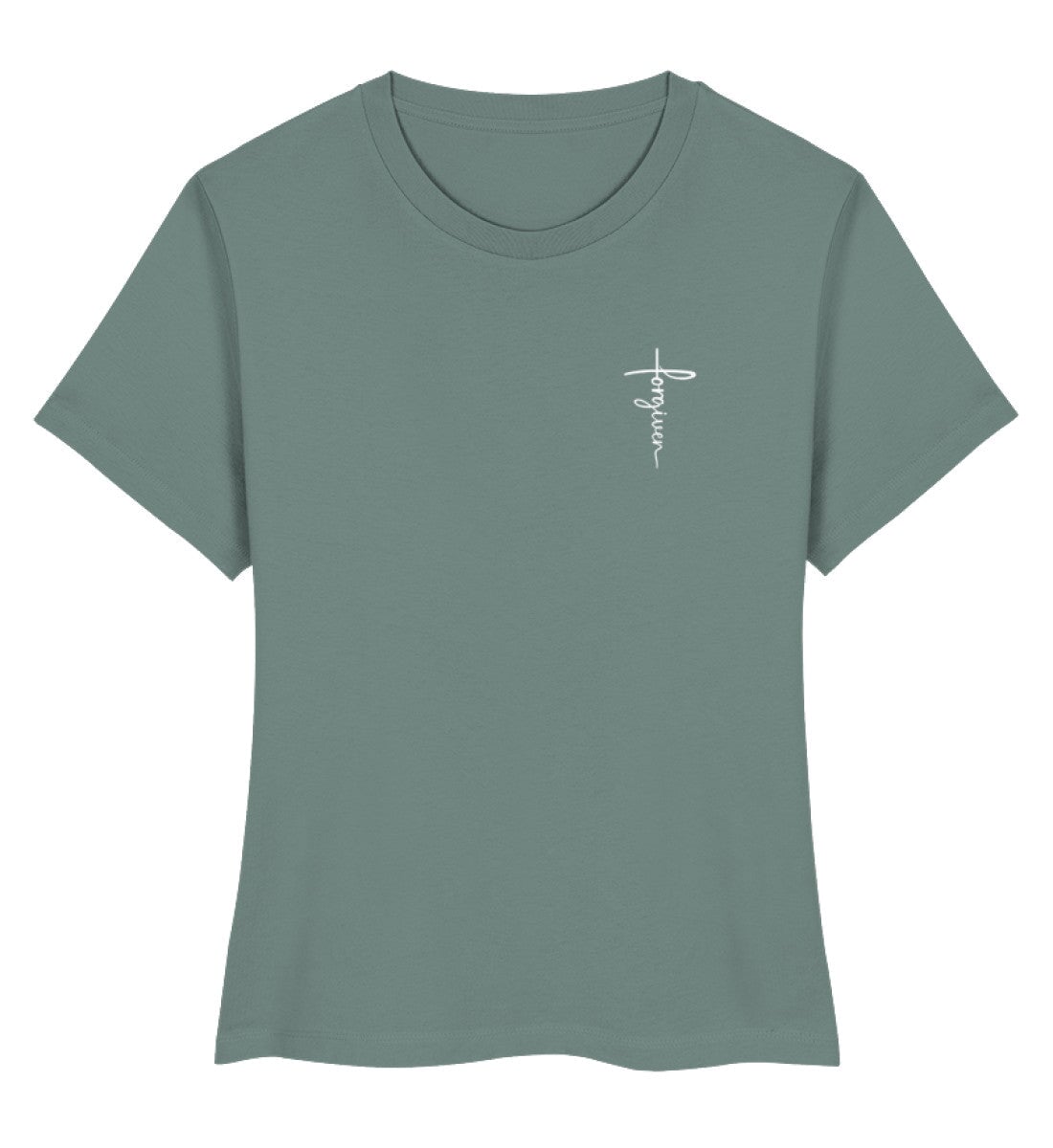 FORGIVEN CROSS FRAUEN SHIRT Stella Muser Shirt ST/ST Shirtee Fjordgrün XS 