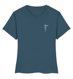 FORGIVEN CROSS FRAUEN SHIRT Stella Muser Shirt ST/ST Shirtee Schieferblau XS 