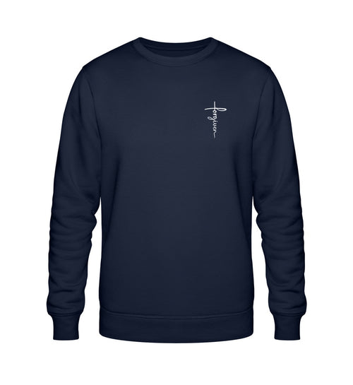 Christliches Sweatshirt Forgiven in Dunkelblau, 85% Bio-Baumwolle