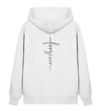 Christlicher Zipper Forgiven in Weiß, Rückansicht mit Rückenprint, 85% Bio-Baumwolle