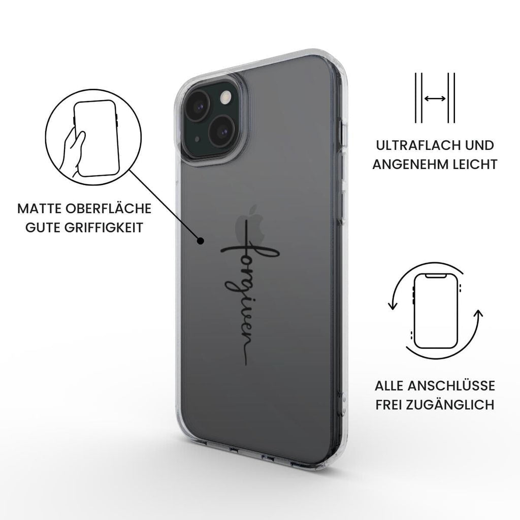 FORGIVEN transparente Handyhülle mit schwarzem Druck Tech Accessories Podbase 