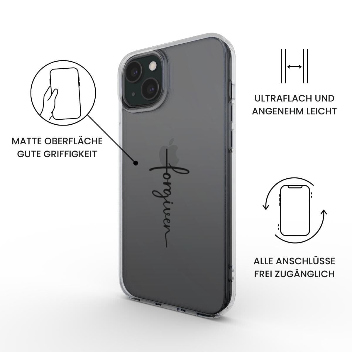 FORGIVEN transparente Handyhülle mit schwarzem Druck Tech Accessories Podbase 