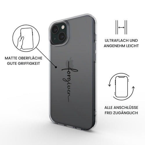 FORGIVEN transparente Handyhülle mit schwarzem Druck Tech Accessories Podbase 