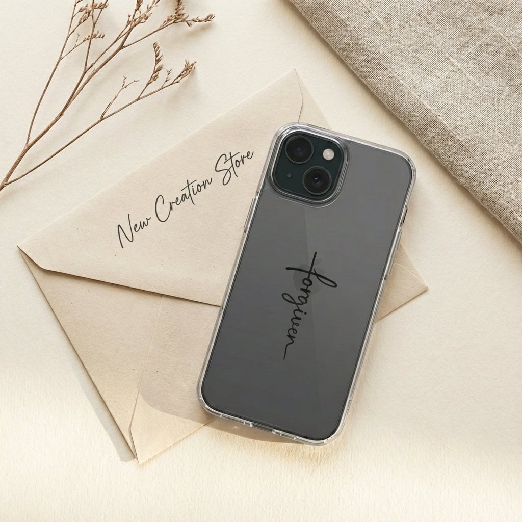 FORGIVEN transparente Handyhülle mit schwarzem Druck Tech Accessories Podbase 