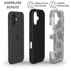 Robuste Handyhülle GESEGNET zeigt iPhone mit schwarzer Silikonschale und grauer Hartschale – Infografik