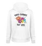 GOD CARES HOODIE BACKPRINT - Unisex Organic Hoodie 2.0 ST/ST Cruiser Hoodie 2.0 ST/ST Shirtee White S 