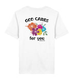 GOD CARES STREETWEAR SHIRT BACKPRINT Creator T-Shirt 2.0 ST/ST Shirtee Weiß XS 