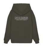 Christlicher Oversized Hoodie GOD IS ALMIGHTY in Khaki, Rückansicht mit Rückenprint, 100% Bio-Baumwolle