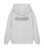 Christlicher Oversized Hoodie GOD IS ALMIGHTY in Grau, Rückansicht mit Rückenprint, 100% Bio-Baumwolle