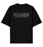 Christliches Oversized Shirt GOD IS ALMIGHTY in Schwarz, Rückansicht mit Rückenprint, 100% Bio-Baumwolle