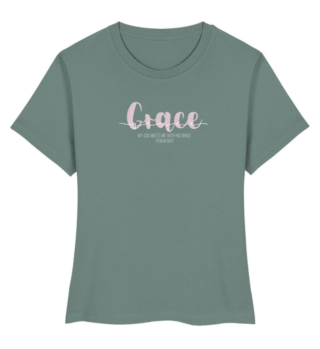GOD's GRACE FRAUEN SHIRT rosa - Damen Premium Organic Shirt Stella Muser Shirt ST/ST Shirtee Green Bay XS 