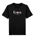 Christliches T-Shirt Grace in Schwarz, Vorderansicht, 100% Bio-Baumwolle