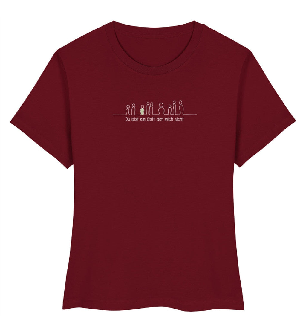 GOTT SIEHT MICH FRAUEN SHIRT Stella Muser Shirt ST/ST Shirtee Burgund XS 