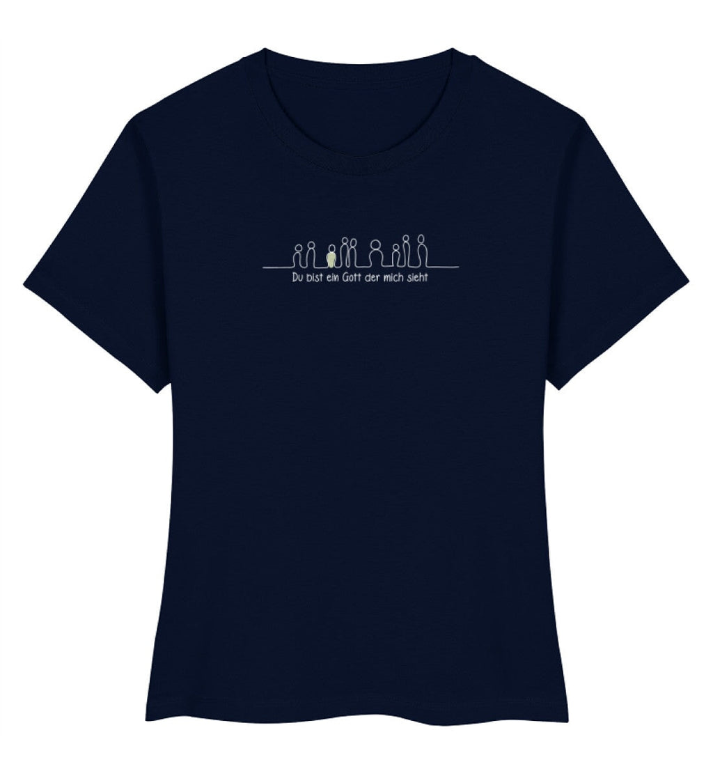 GOTT SIEHT MICH FRAUEN SHIRT Stella Muser Shirt ST/ST Shirtee Dunkelblau XS 