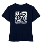 GRACE STREETWEAR SHIRT BACKPRINT - Damen Premium Organic Shirt Stella Muser Shirt ST/ST Shirtee French Navy XS 