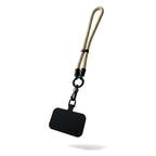 Handyschlaufe fürs Handgelenk in Beige aus Nylon, mit schwarzem Karabiner und flachem Adapter