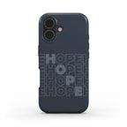 Christliche Handyhülle HOPE in Nachtblau mit modernem Typografie-Design auf weißem Hintergrund – Vorderseite