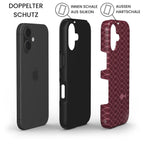 Robuste Handyhülle Ichthys mit doppeltem Schutz: iPhone, Silikon-Innenschale und burgundy Hartschale – Infografik