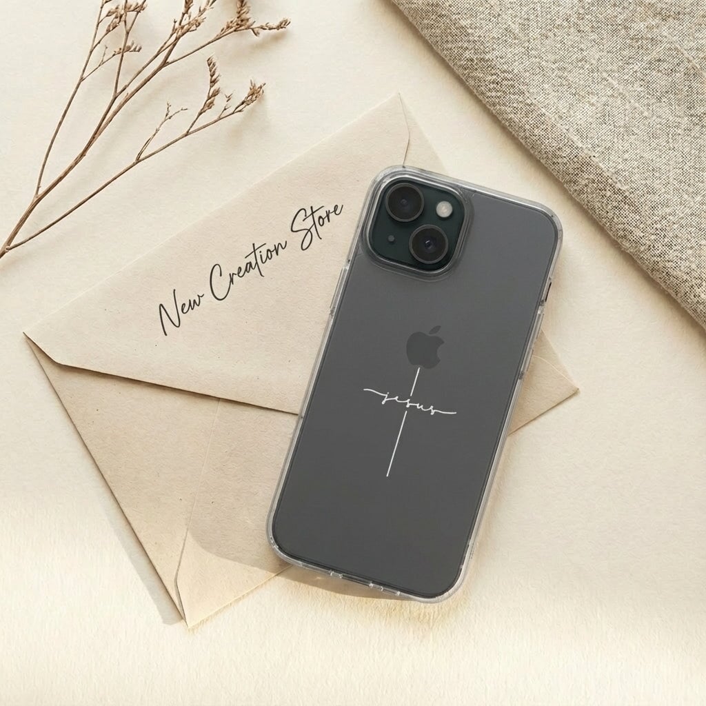 JESUS CROSS transparente Handyhülle mit weißem Druck Tech Accessories Podbase 