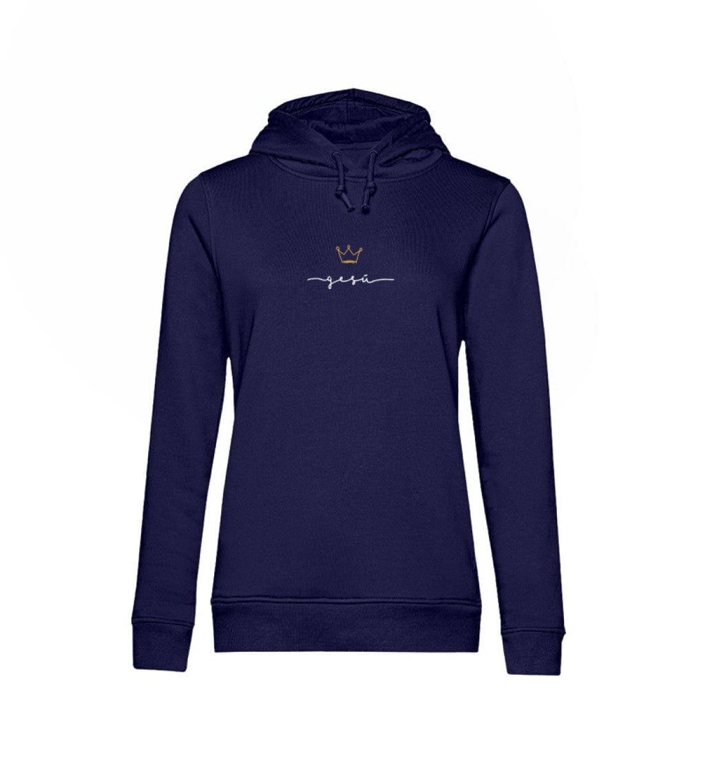 JESUS IS KING FRAUEN HOODIE ITALIENISCH Damen Organic Hoodie B&C Shirtee Dunkelblau XS 