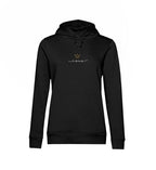 Christlicher Damen-Hoodie JESUS IS KING in Schwarz, 80% Bio-Baumwolle