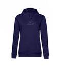 Christlicher Damen-Hoodie JESUS IS KING in Dunkelblau, 80% Bio-Baumwolle