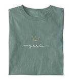 JESUS IS KING FRAUEN SHIRT (italienisch) Stella Muser Shirt ST/ST Shirtee Fjordgrün XS 