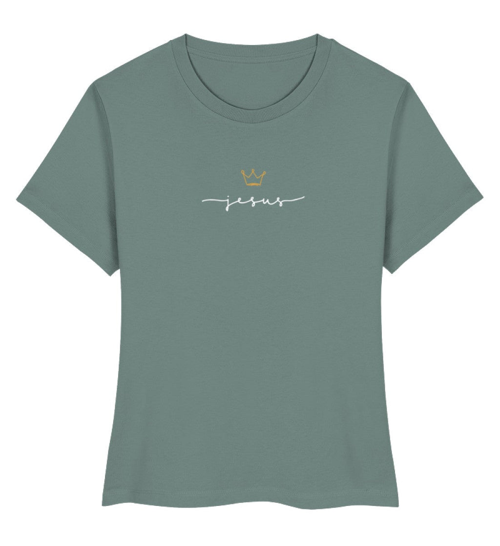 JESUS IS KING FRAUEN SHIRT Stella Muser Shirt ST/ST Shirtee Fjordgrün XS 