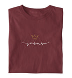 Christliches T-Shirt JESUS IS KING in Burgund, 100% Bio-Baumwolle