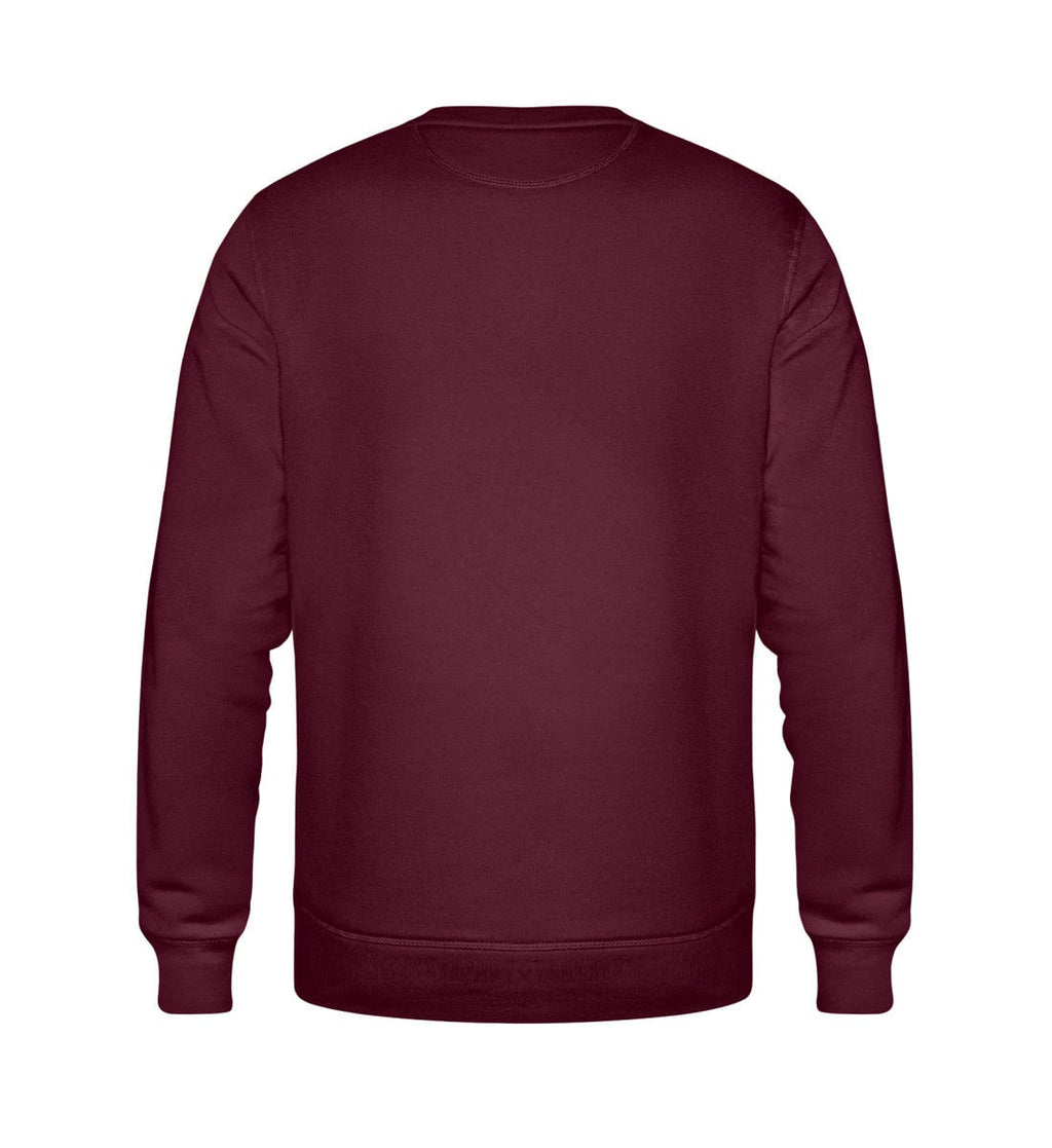 Christliches Sweatshirt JESUS IS KING in Burgund, Rückansicht, 85% Bio-Baumwolle