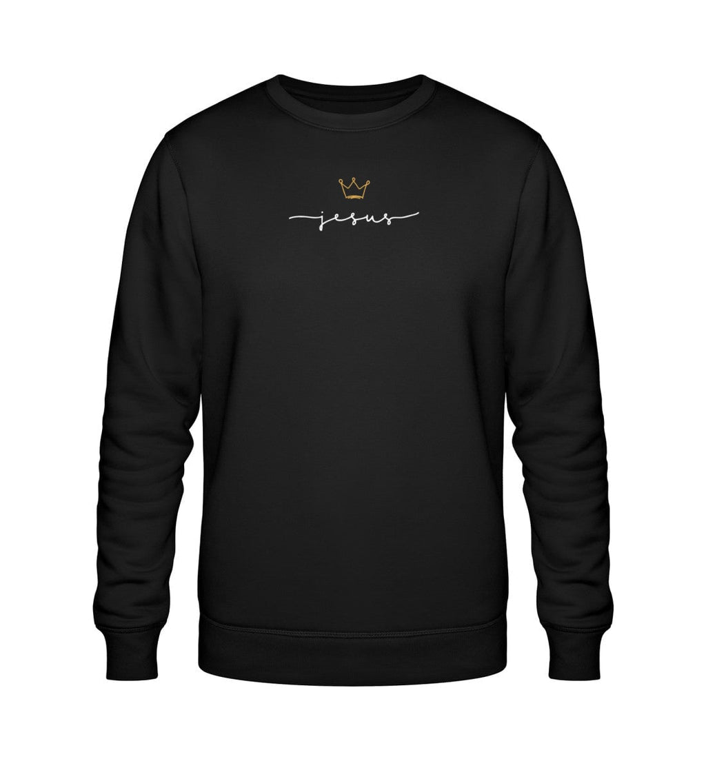 Christliches Sweatshirt JESUS IS KING in Schwarz, 85% Bio-Baumwolle
