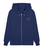 Christlicher Zipper LIFE BY GRACE in Dunkelblau, 85% Bio-Baumwolle